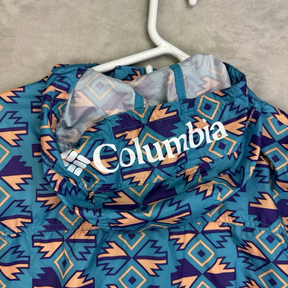 Columbia Challenger Pullover Jacket‎ Mens M Aztec Print Teal Purple Gorpcore